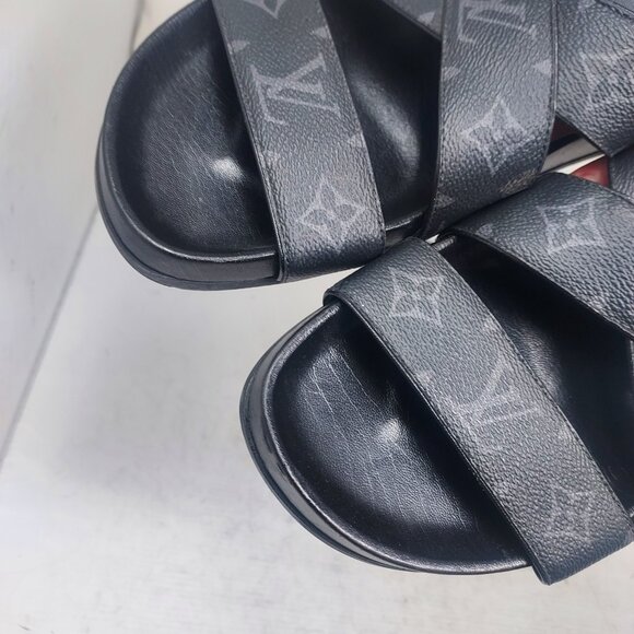 Louis Vuitton LV Monogram Black Leather Slide Sandal - Picture 7 of 13